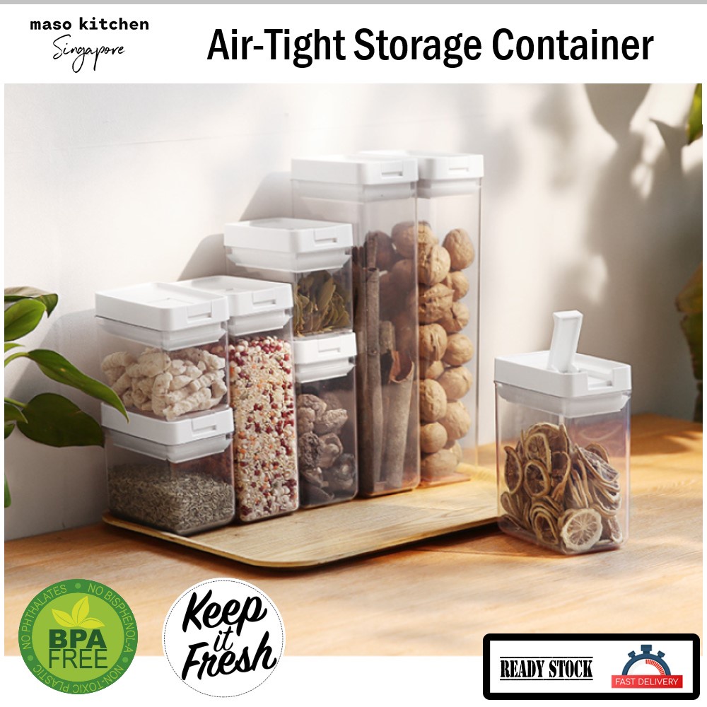 Airtight Food Storage Container - BPA Free, Leak Proof Clear Plastic ...