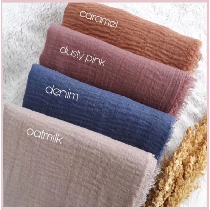 Hijab Pashmina Lecek / Pashmina Crinkle Premium / Pashmina Polos - Gambar 2