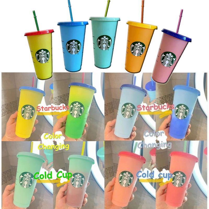 2022 New 5 Style Starbucks Tumbler Color Changing Confetti Reusable Plastic  Tumbler with Lid and Straw Cold Cup, 24 Fl Oz, Set of 1 or 5 LDYLIST