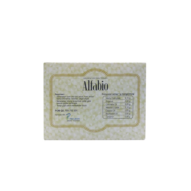 Alfabio Balsem Aroma Terapi 20gr / Alfa bio / Nyeri Otot / Nyeri Sendi / Keseleo / Masuk Angin - Gambar 3