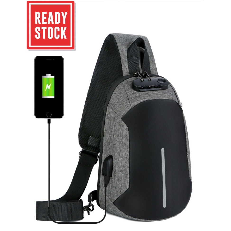 USB Charging Chest Bag Crossbody Premium Bag Anti Theft Sling bag ...