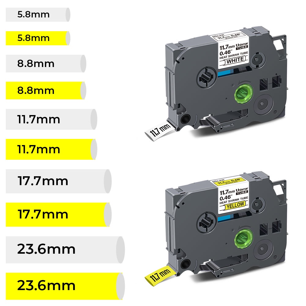 MarkField 3 Pack Gaine Thermorétractable HSe-611 5.8mm Noir/Jaune – Compatible Brother P-touch