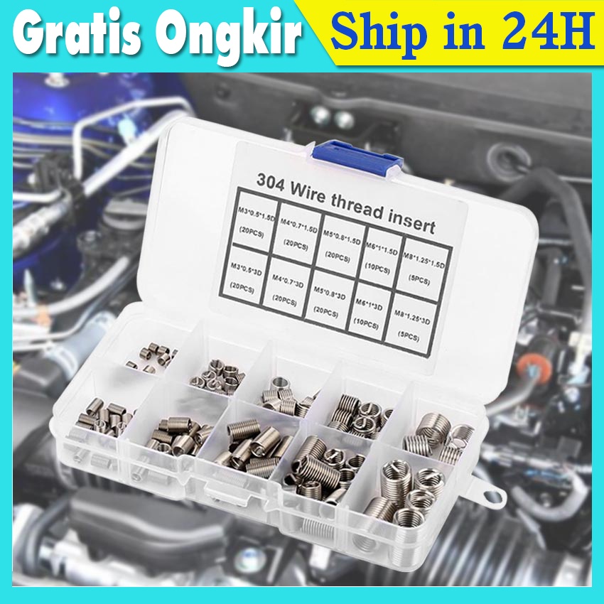 150pcs/set M3M6 Recoil Helicoil Bolt Lock Thread Insert Screws