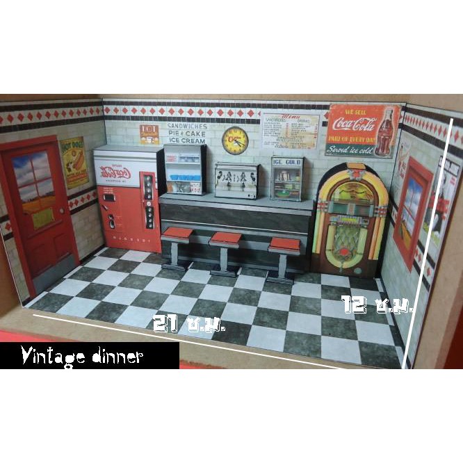 vintage dinner Scene Paper Model Beautiful Display | Shopee Singapore