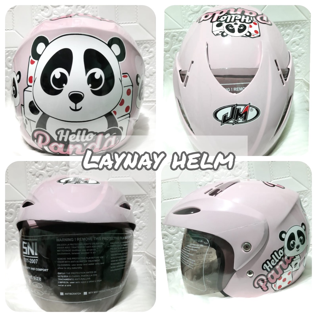 JM helmet for girls/boys, ages 4-10, SNI Panda character | Shopee Singapore