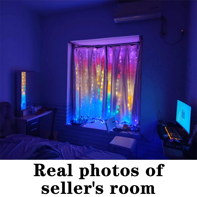 3X3 Meters Diwali Decoration LED Fairy Curtain Light Remote Control USB