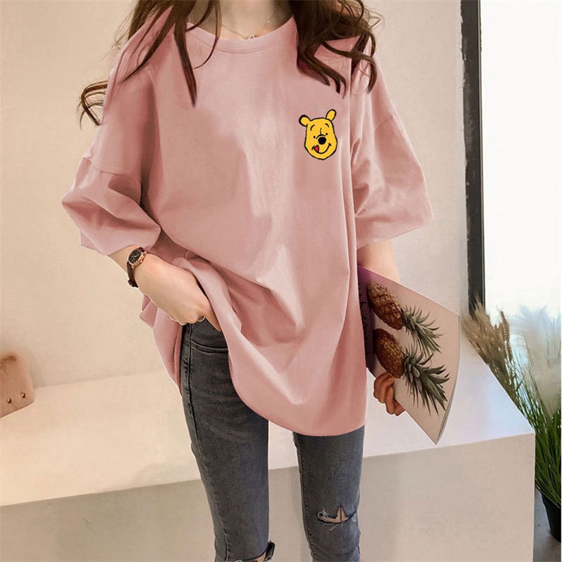 Ready Stock Women Clothes and Clothing Korean Cartoon Blouse Printing Plus Size Loose Short Sleeve T-shirt