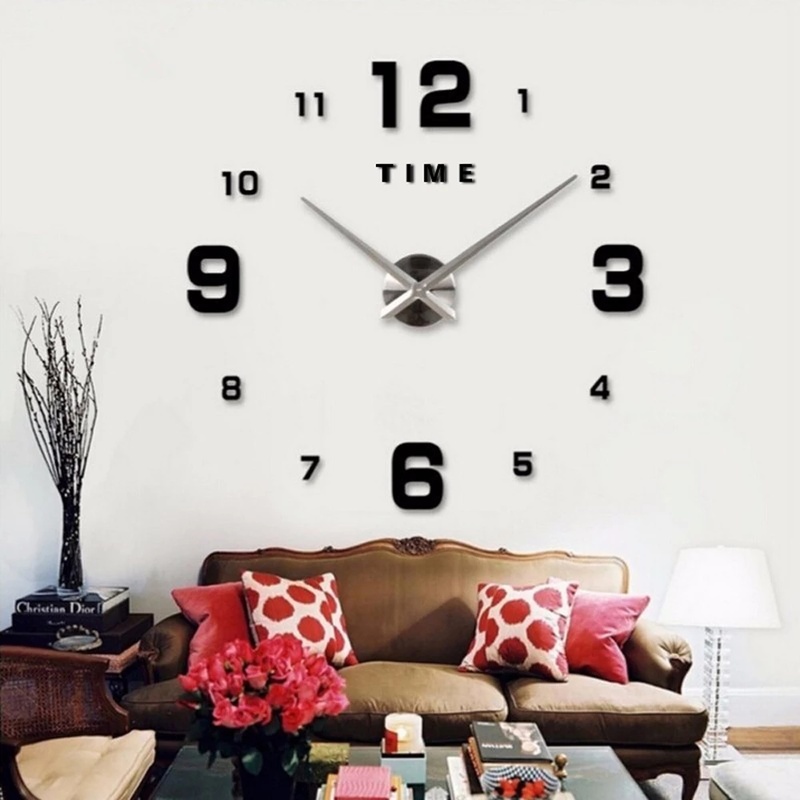 [ Ready Stock ] In Wall 3D Acrylic Diy Wall Clocks/ Silent Non-Ticking Kitchen WallClocks/ Wall Clock Large Wall Clock Watch Mirror Sticker/ Mirror Frameless Wall Clock Kit for Home Living Room Bedroo