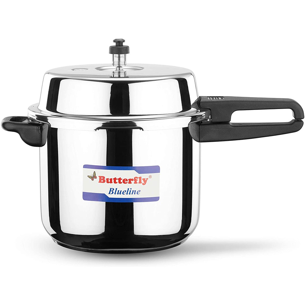 BUTTERFLY BLUELINE STAINLESS STEEL PRESSURE COOKER 2 L 3 L 4.5 L 5 L 7.5 L 10 L 1 YR SG WARRANTY