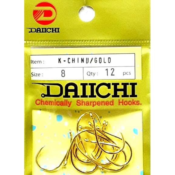 Daiichi K-Chinu Gold Chemically Sharpened Fishing Hook Made In