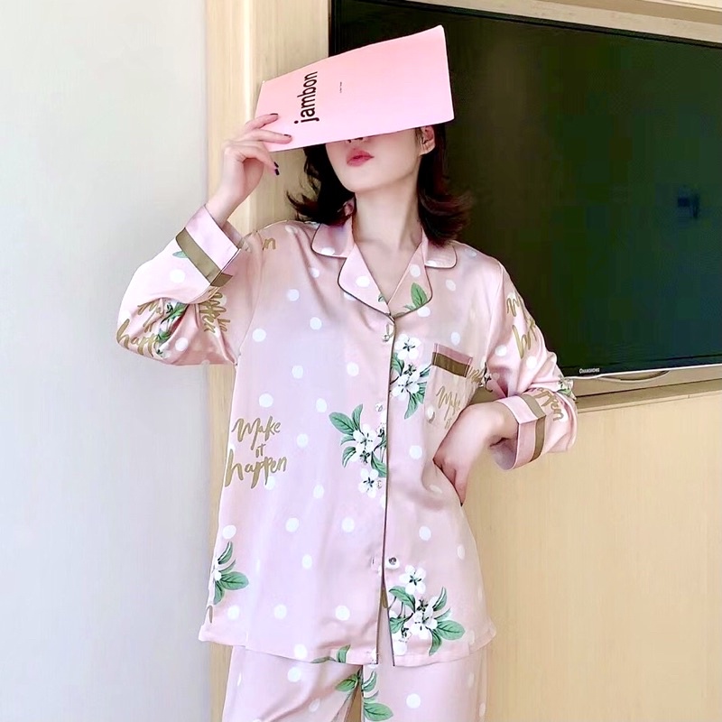 Super Grade Silk Satin Pyjamas Hi-End Pinky Jasmin F68 Pajamas Premium ...