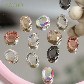 10Pcs Oval Glitter Crystal 3D Nail Rhinestone Gold Metal Nail Charms Strass  With Mini Round Stone Flat-Back Nail Gem Accessories