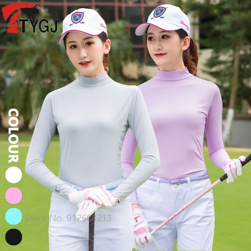TTYGJ Summer Sunscreen Shirts Women Quick Dry Golf Tshirts Long Sleeve