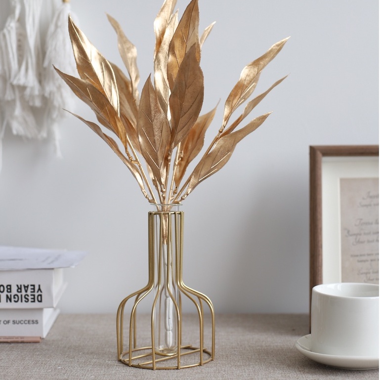 Artificial Retro Gold Leaves Leaf Grass Handmade For Wedding Party Home Decoration