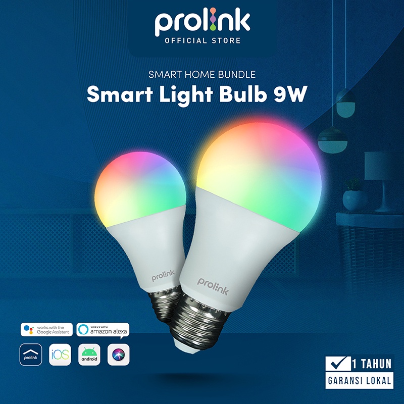 Prolink Smart Home Light Bulb 9W LED RGBWW Bohlam Wifi IoT Wireless Bundle 2 pcs