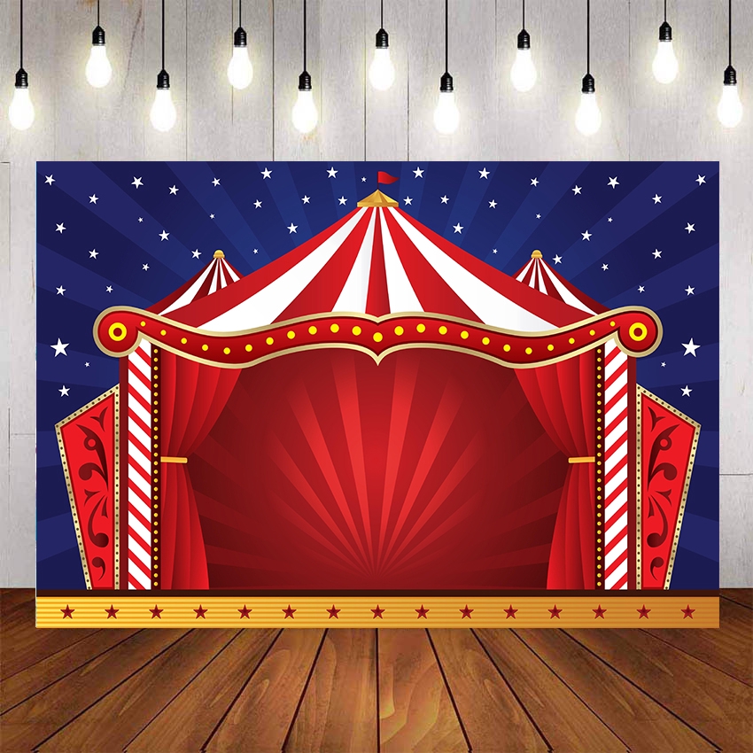 Red Curtain Stripes Circus Party Carnival Custom Photo Studio Backdrop ...