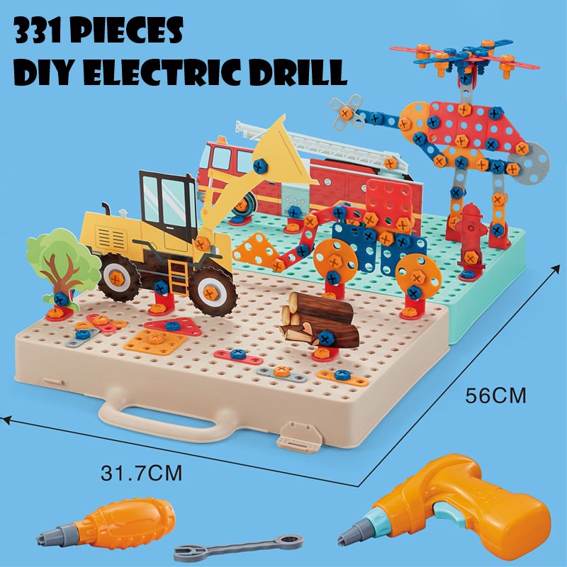 READY STOCK Educational Kids Toys Electric Drill Set 3D Puzzle Box toy ...
