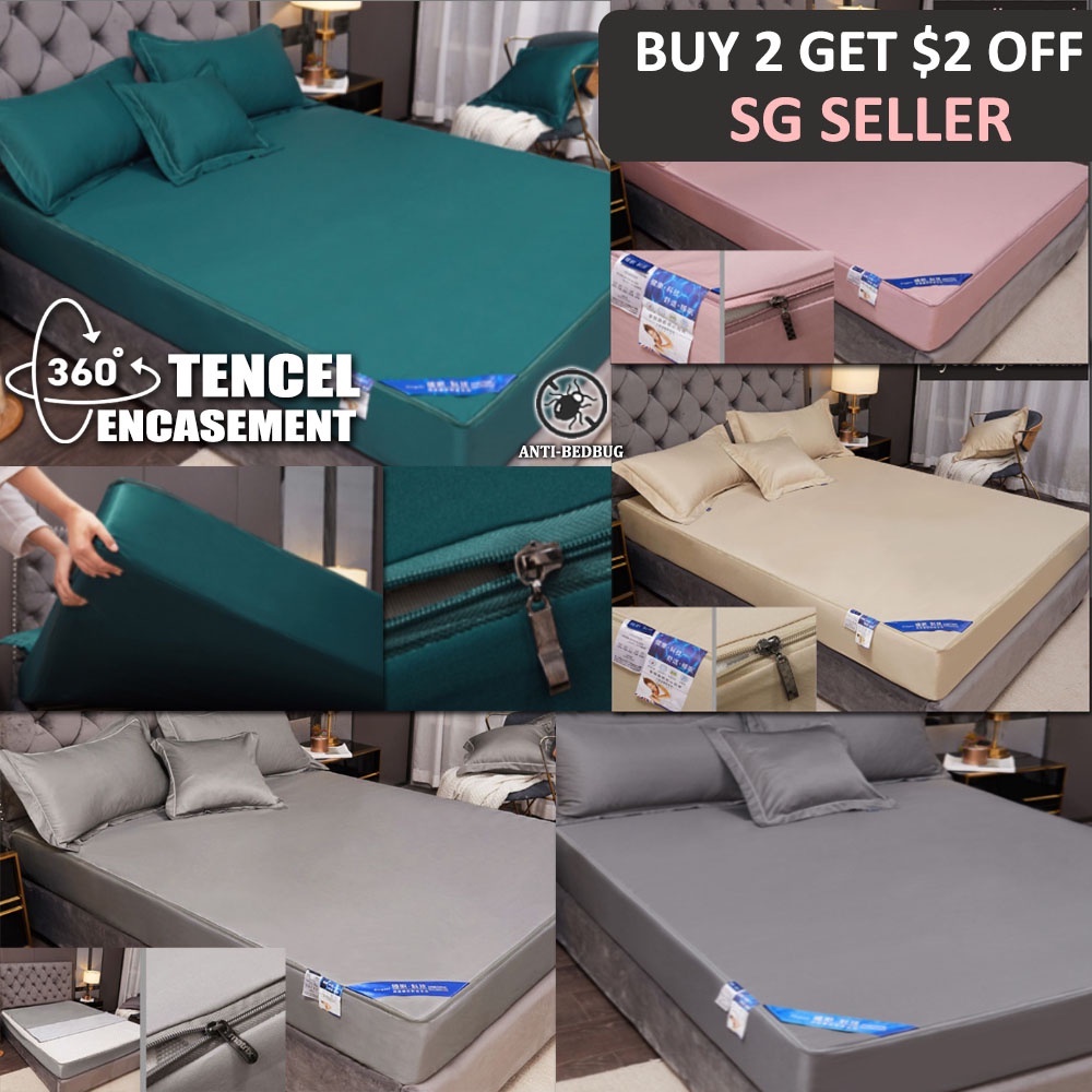 SG Zip Waterproof Tencel Mattress Protector Quality Tencel Cover ...