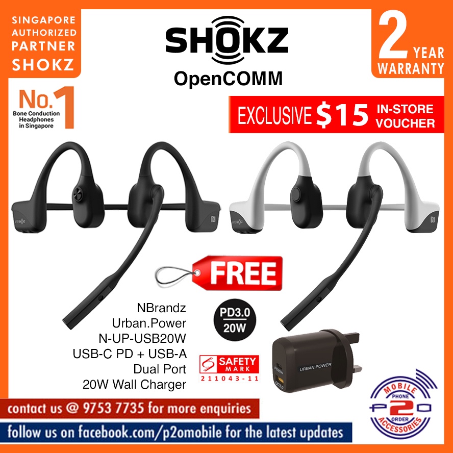 Shokz OpenComm (formerly Aftershokz OpenComm) Wireless Bone Conduction  Headphones