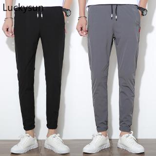 2023 New Summer Thin Ankle Length Pants Men Cotton Casual Pant Man Work  Korean Breath Cool Solid Color Light Gray Trousers Male - Casual Pants -  AliExpress