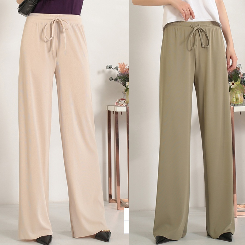 shopee: Ready Stock Women Casual Pants High Waist Elastic Waist