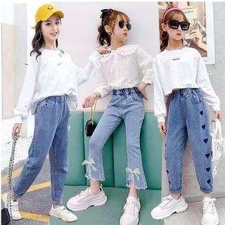 7-13years old Girls Jeans for Kids Korean New Jeans Girls Fashion