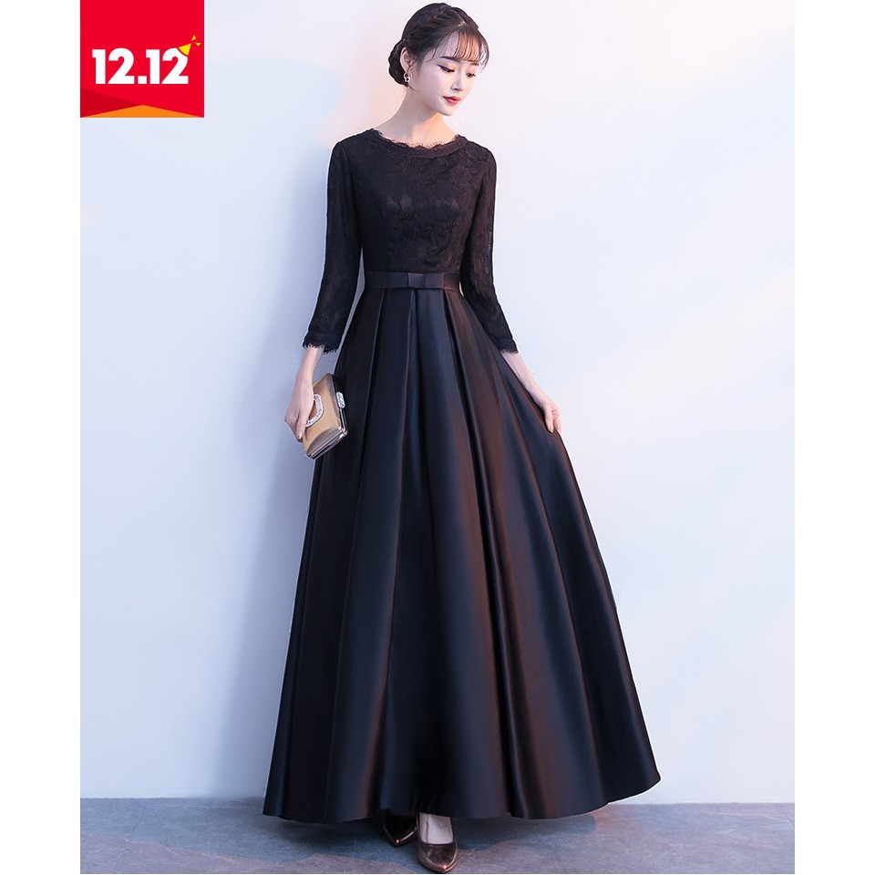 Formal Black Lace Dinner Dress Baju Raya Kurung Peplum Moden Jubah Maxi Dresses Shopee Singapore