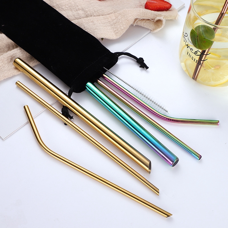 5pcs Set Drinking Point 316 Straws Stainless Steel Reusable Straw ...