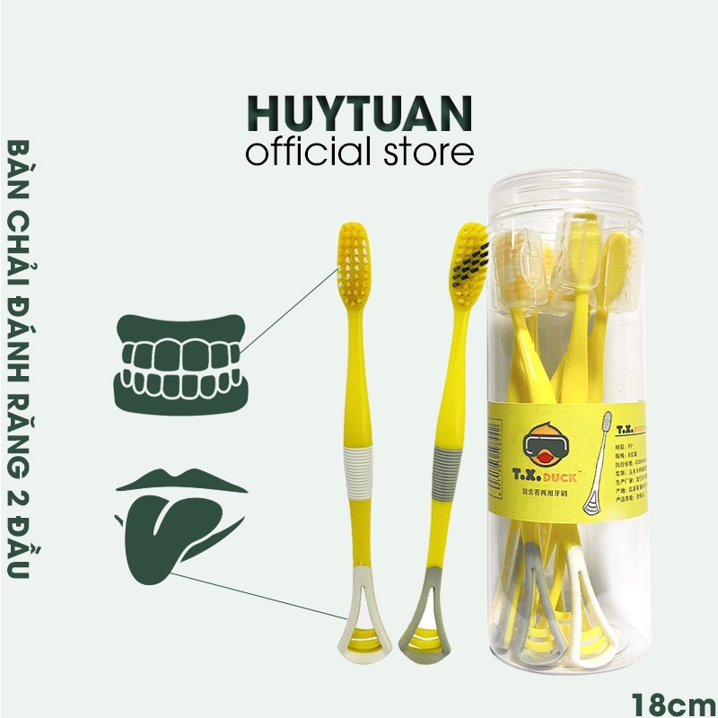 Multi-purpose 2-headed toothbrush - 2-in-1 toothbrush and tongue ...