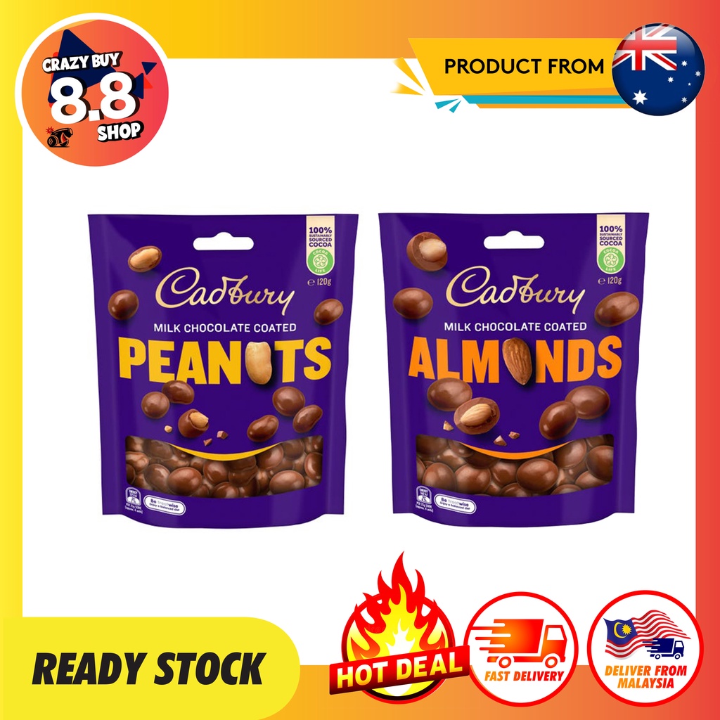 Cadbury Milk Chocolate Coated Almonds / Peanuts 120g [Stok Tersedia
