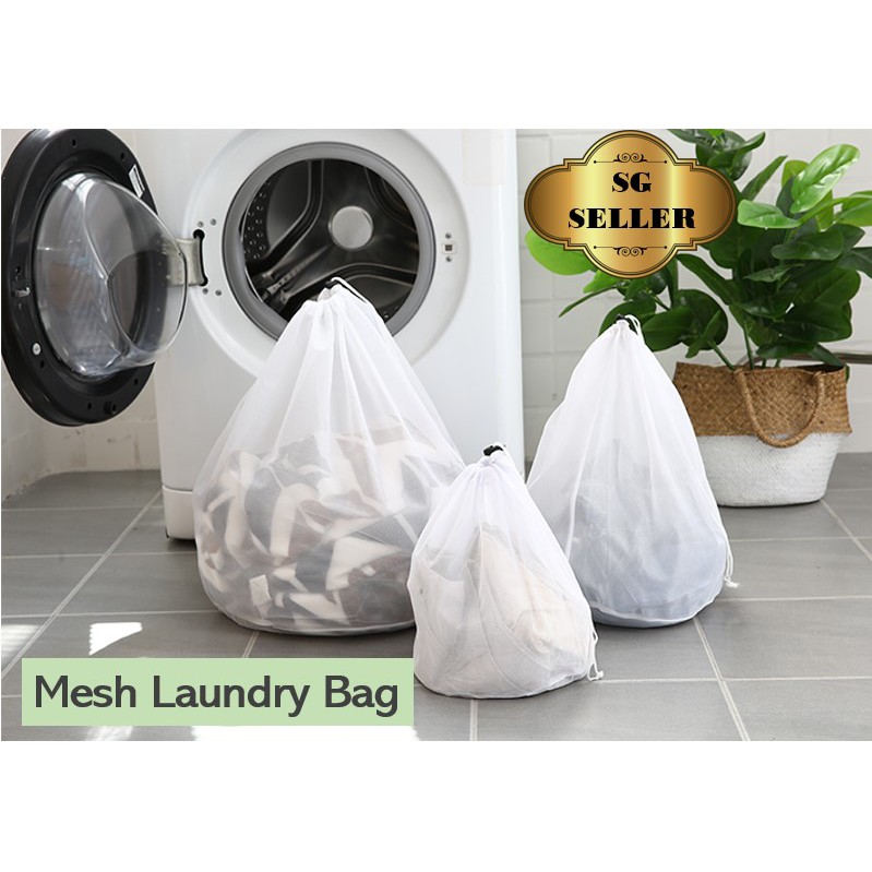 [Local Seller] Drawstring Mesh Laundry Bag / Ready Stock | Shopee Singapore