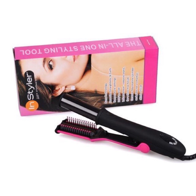 Instyler hair outlet straightener and curler