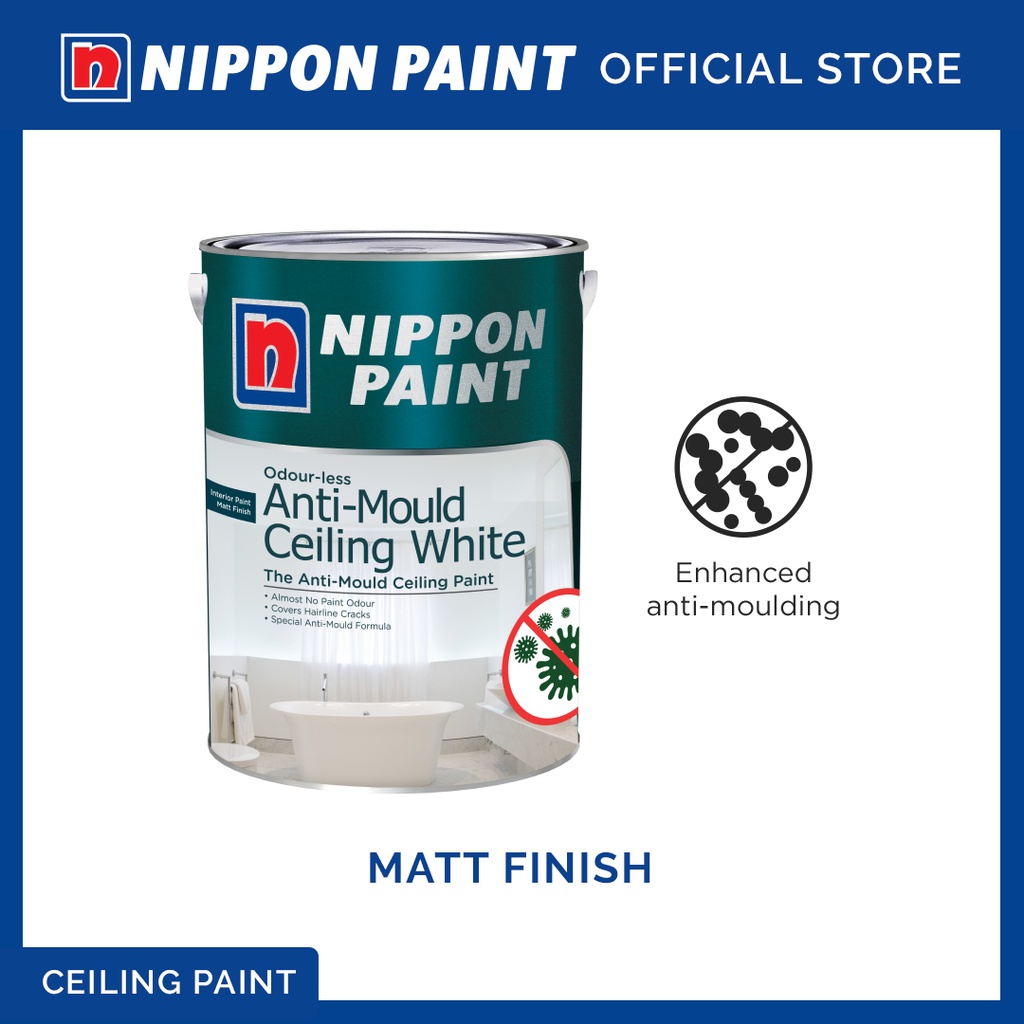 Nippon Paint Odourless AntiMould Ceiling White Matt 1L/5L Shopee Singapore