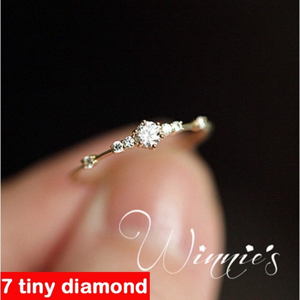 14K Gold 7 Tiny Diamond Pieces of Exquisite Small Fresh Style Ladies Engagement Ring Jewelry Shopee Singapore