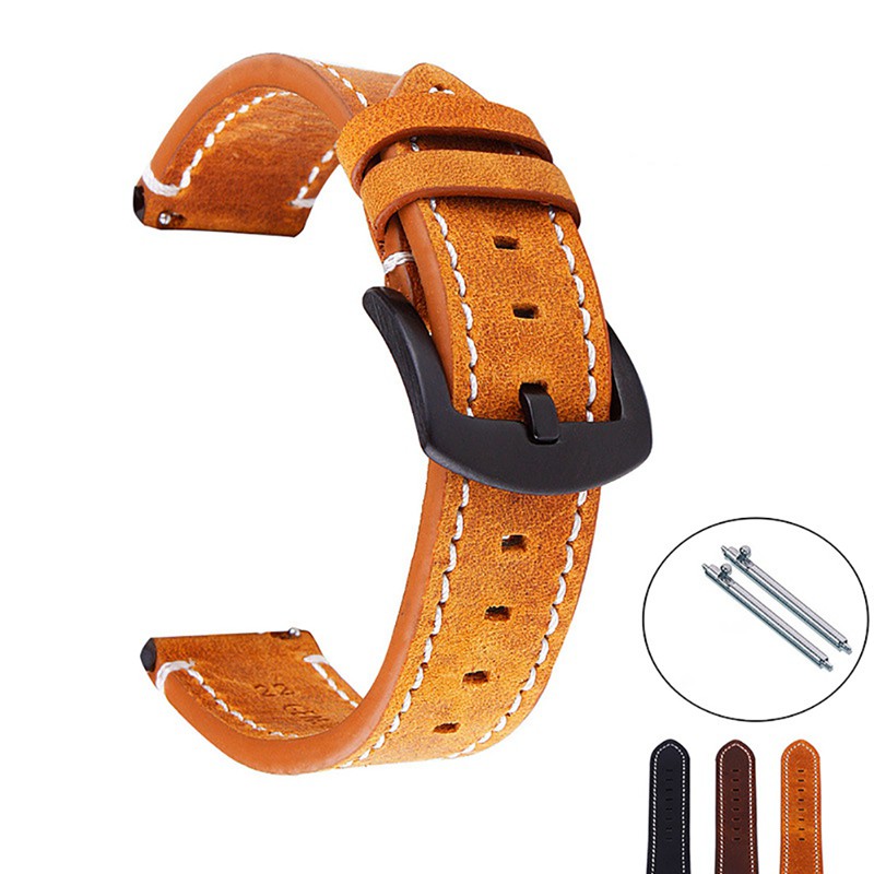 Genuine Leather Wrist watch Band Watch Strap Replacement 18 20 22mm Vintage Shopee Singapore