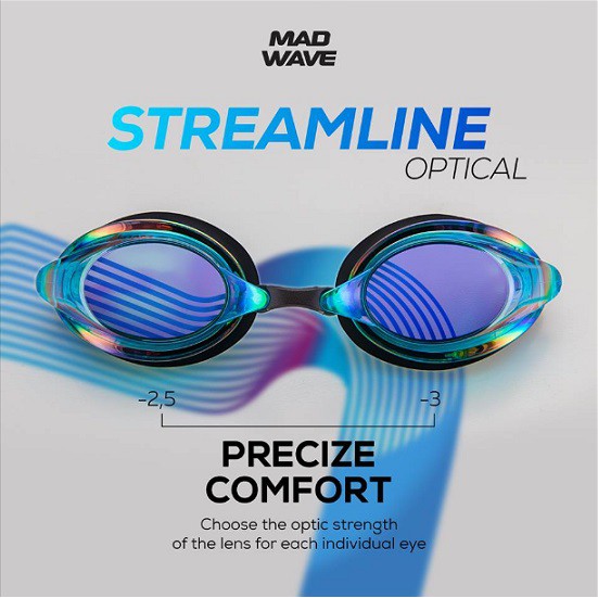 MadWave Streamline Optical Swimming Goggle 1.5 to 8 Degree Goggle
