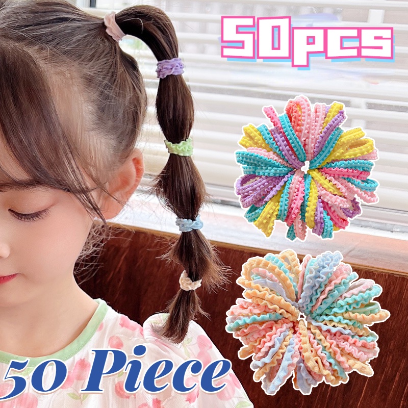 50 Pieces Children's Candycolored Hair Rubber Band Baby Hair Rope Kid