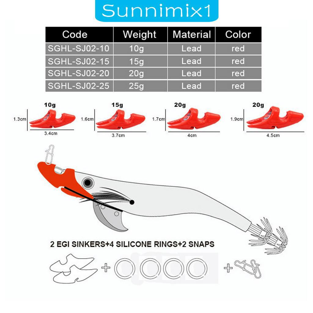 SUNNIMIX1] 2x Fishing Squid Jig Lead EGI Sinker Lure Weights Fishing Weight  Snap Hooks