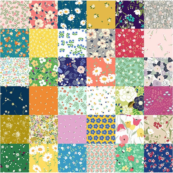 Flower Petit Floral Patch Patterned Fabric By the Half Yard 45cm x ...