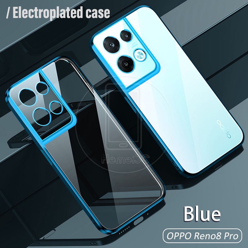 OPPO Reno 8 Reno8 Pro Reno8Pro 5G Casing Transparent Soft TPU Plating Edge Phone Case Cover