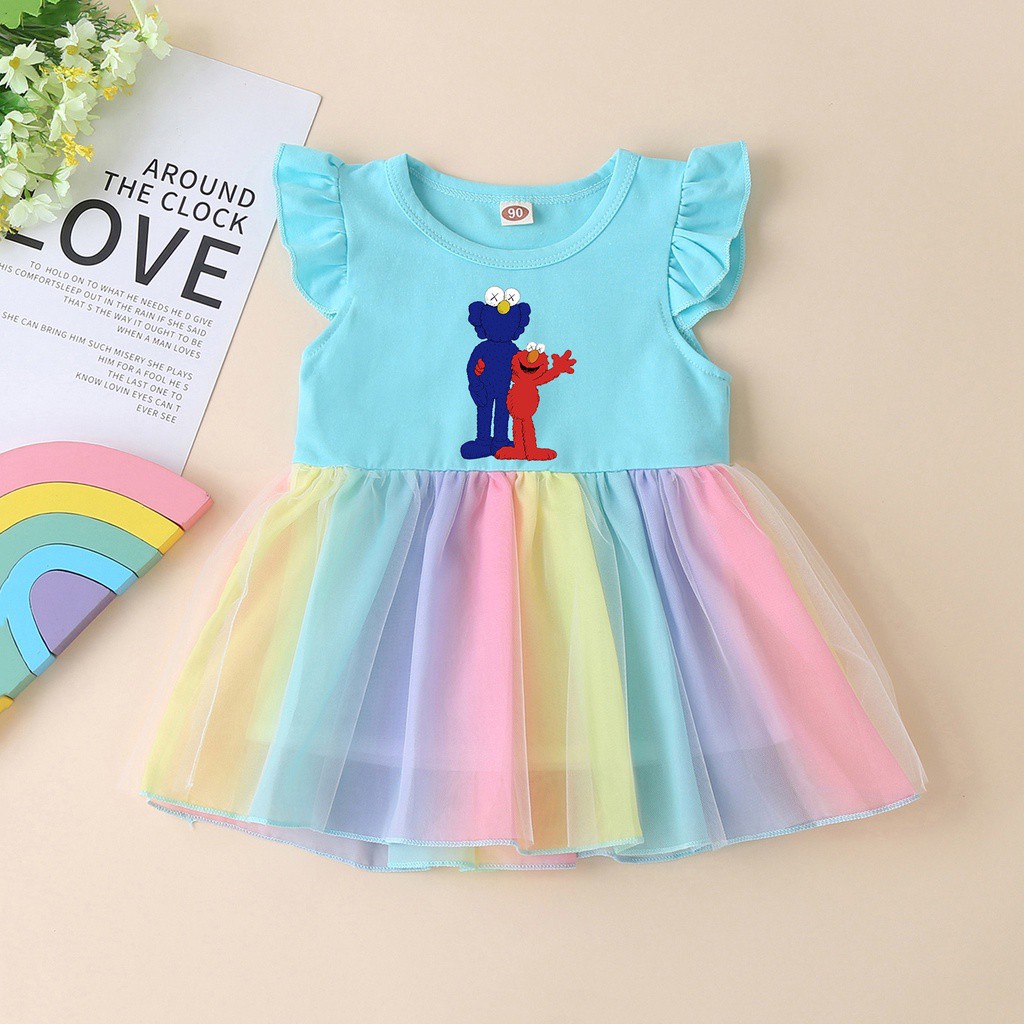 SESAME STREET ELMO Little Girls Dress for Children Clothing Princess  Rainbow Dresses | Shopee Singapore