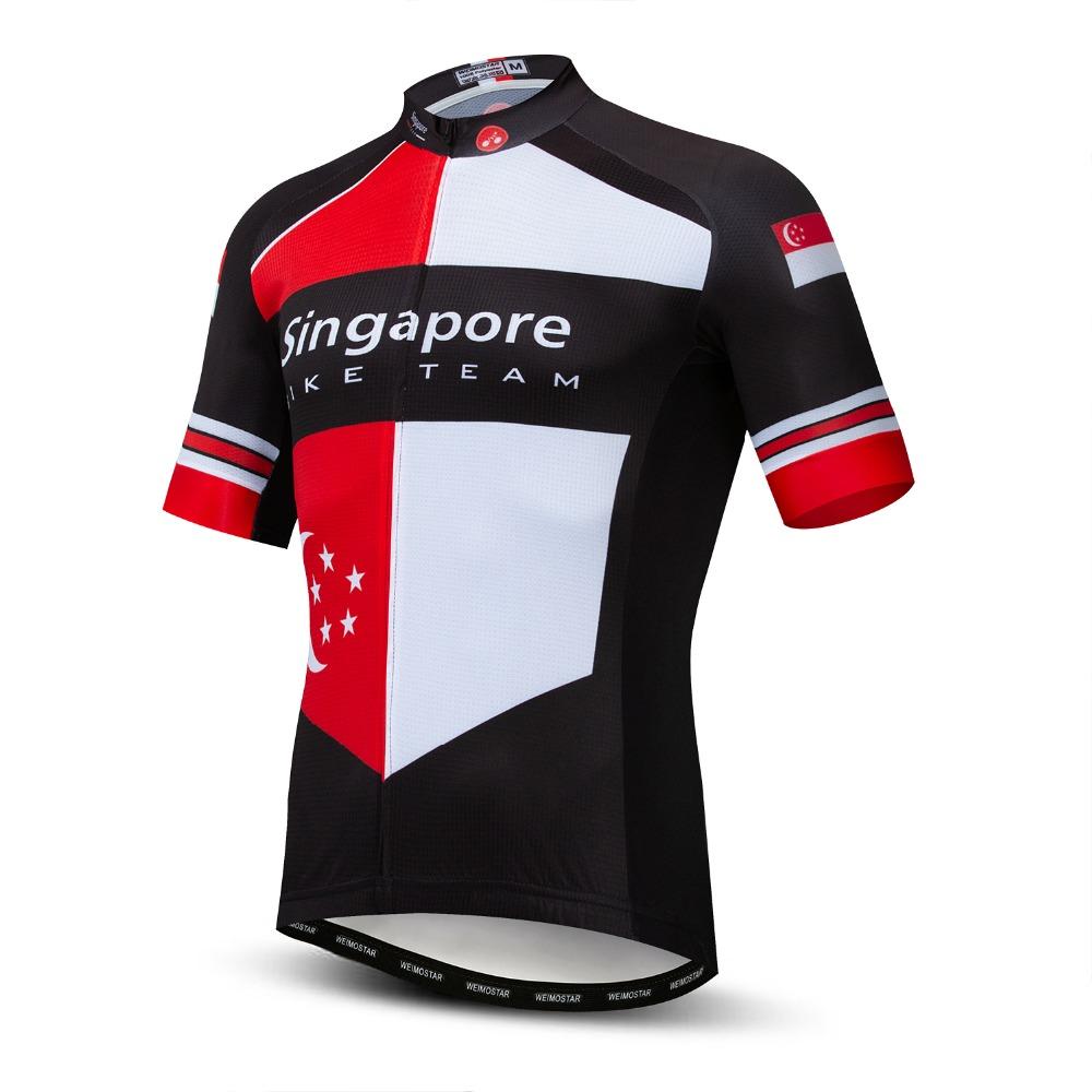 Men Cycling Jersey Singapore Flag Short Sleeve Bicycle MTB Bike Top