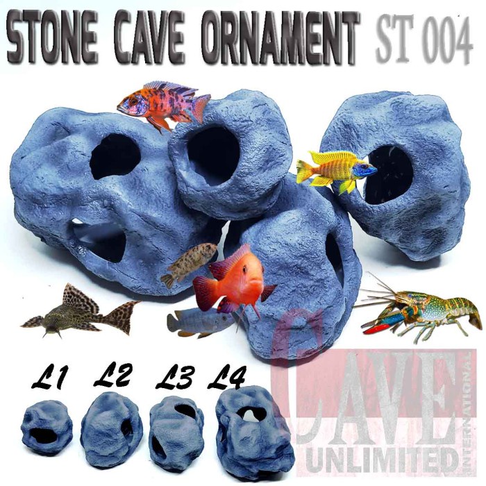 St004 hiding stone cichlid lobster pleco Fish Tank Ornaments Shopee