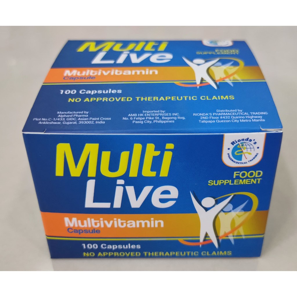 MULTILIVE Multivitamin Food Supplement Box of 100 Capsules | Shopee ...