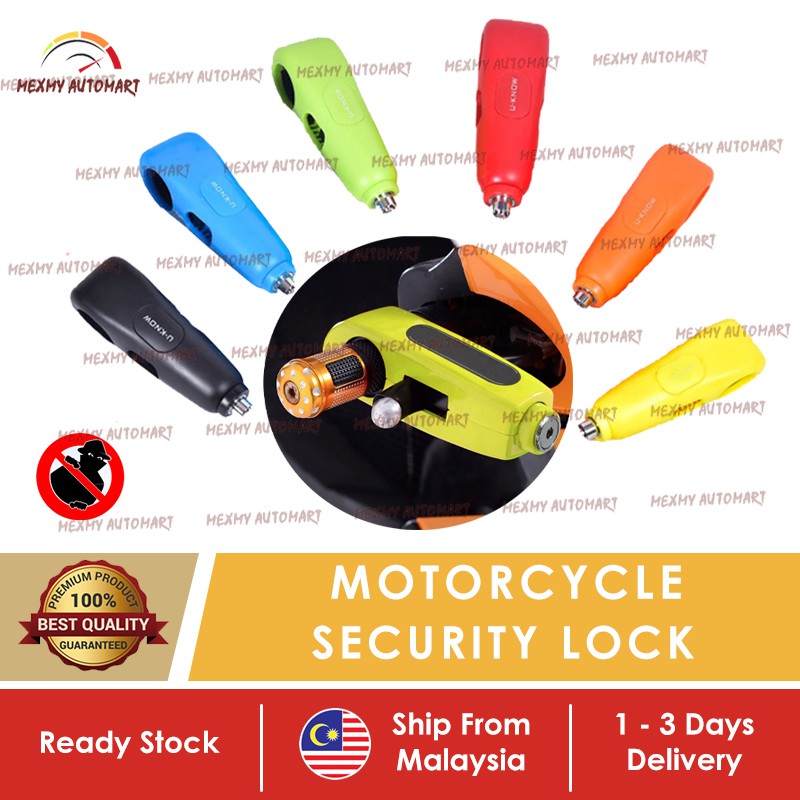 Motorcycle Grip Siren Lock Alarm Padlock Safety Lock Handlebar Handle Motor Motorbike Bike Kunci Berbunyi Anti Theft Loc Shopee Singapore