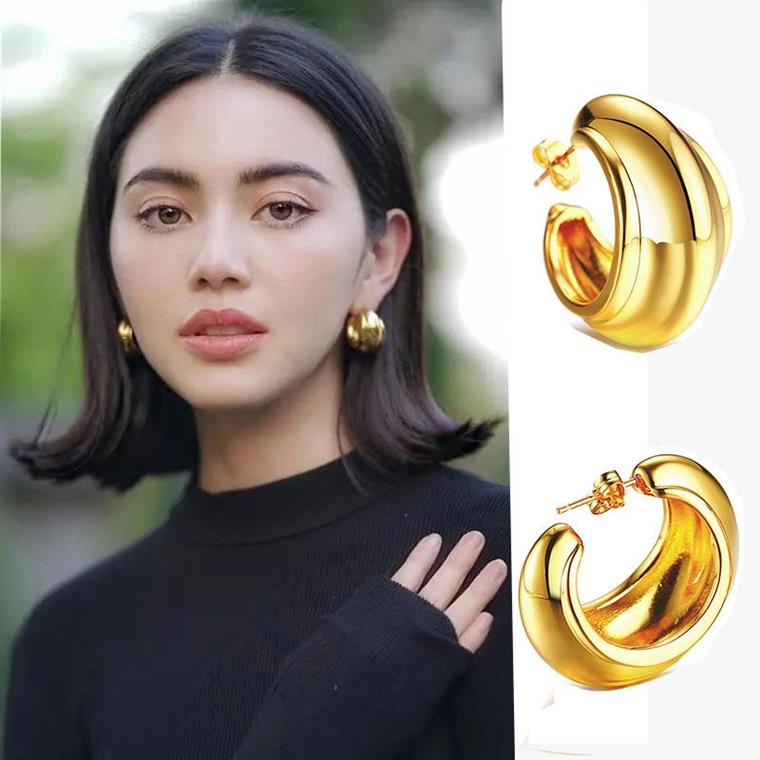 Gold chunky hoop on sale earrings