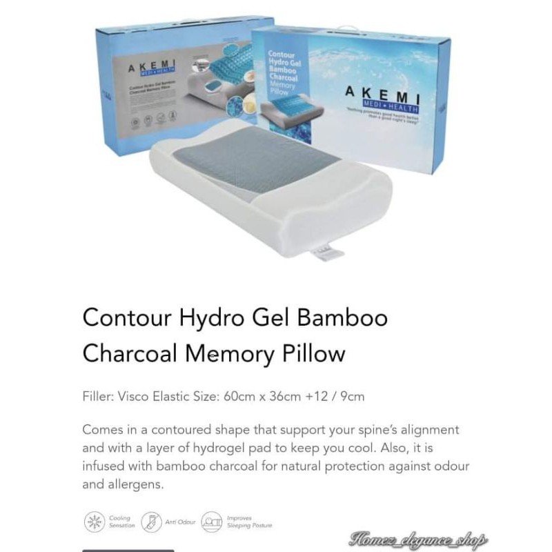 AKEMI MEDI HEALTH Contour Ortho Hydro Gel Bamboo Charcoal Memory Pillow