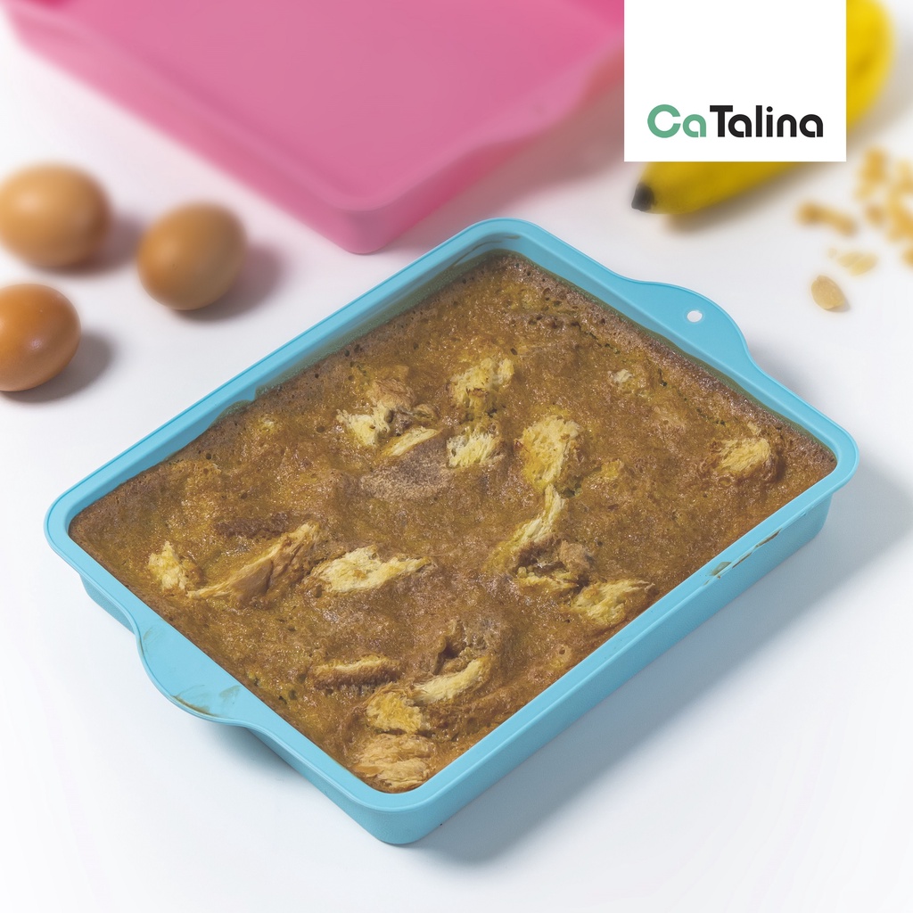 Loyang Kue Silikon Persegi Pink Biru Anti Lengket Tahan Panas Baking Pan Silicone - Gambar 3