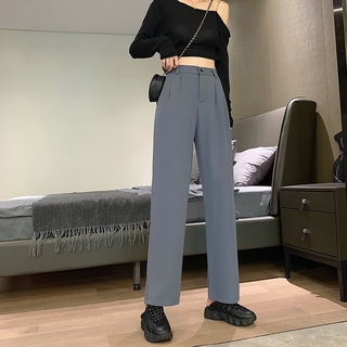 Women's High Waist Baggy Pants Plus Size Korean Ladies Straight