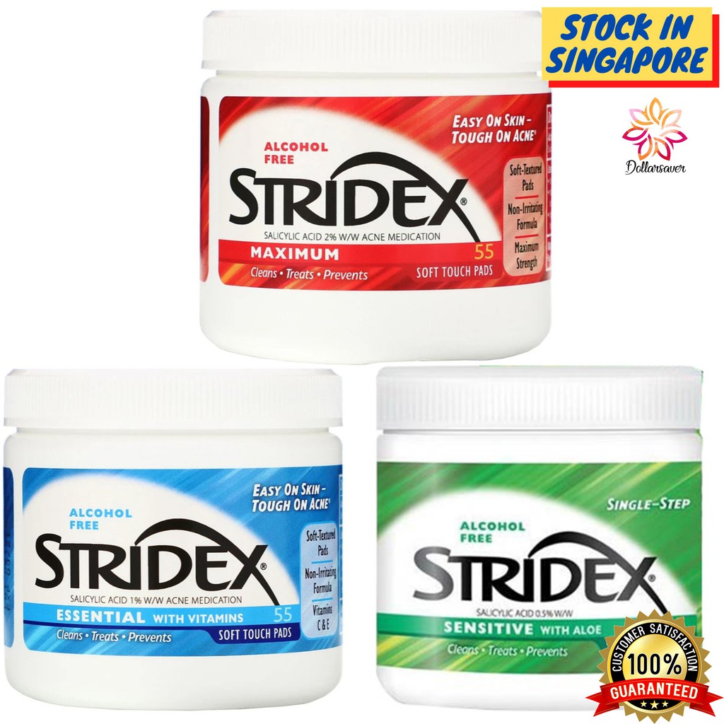 Stridex Acne Control Treatment Maximum Essential Sensitive 55 90 Pads Shopee Singapore